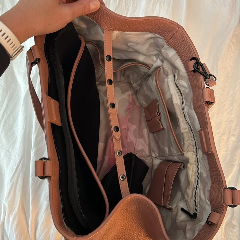 Dagne Dover Dust Pink Leather Laptop Tote